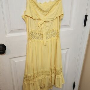 Teen Tie Back Cotton & Lace Dress